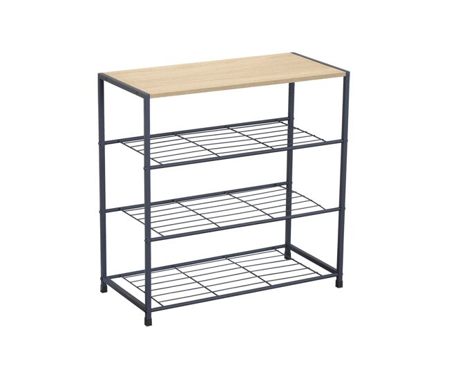 Consola con zapatero mindy - color madera natural y negro - homekit