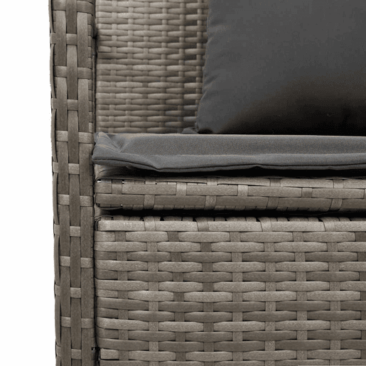 vidaXL Banco de jardim para arrumação com almofada vime PE cinzento