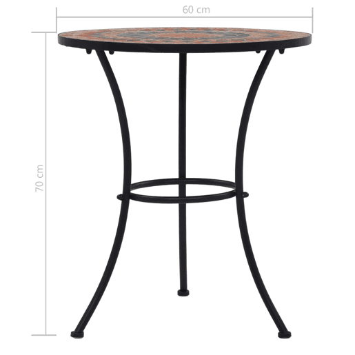 vidaXL Mesa bistrô em mosaico 60 cm cerâmica laranjacinzento