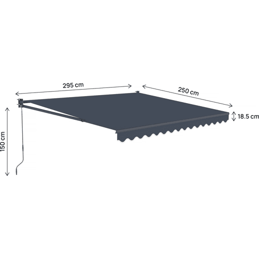 Toldo retrátil em alumínio Ombra 3 de 2,5 x 3 m - Cinzento antracite