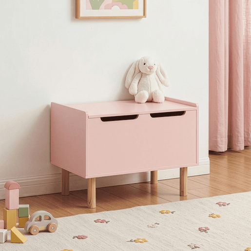 Caixa de brinquedos Virer com tampa 60x40x45 cm cor-de-rosa en.casa