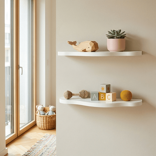 Conjunto de prateleiras de parede para crianças 2 peças Sirlstalo 57x19x3 cm Branco en.casa