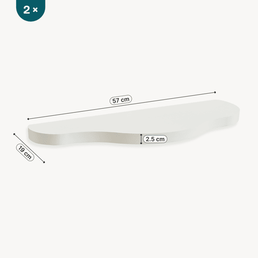 Conjunto de prateleiras de parede para crianças 2 peças Sirlstalo 57x19x3 cm Branco en.casa