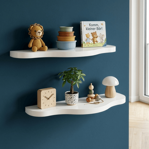 Conjunto de prateleiras de parede para crianças 2 peças Sirlstalo 57x19x3 cm Branco en.casa