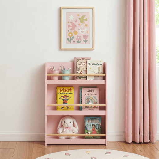 Estante de livros para crianças Virer com 3 níveis 78 x 60 x 18 cm Rosa