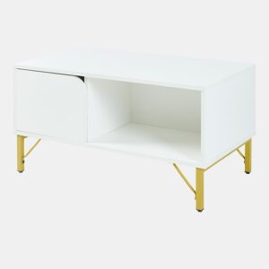 Mesa de centro Reyri com porta 80x45x42 cm Brancadourada en.casa