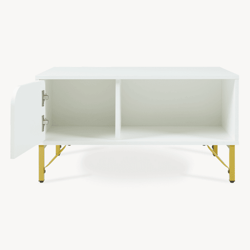 Mesa de centro Reyri com porta 80x45x42 cm Brancadourada en.casa