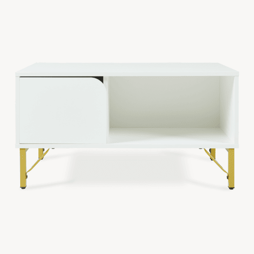 Mesa de centro Reyri com porta 80x45x42 cm Brancadourada en.casa