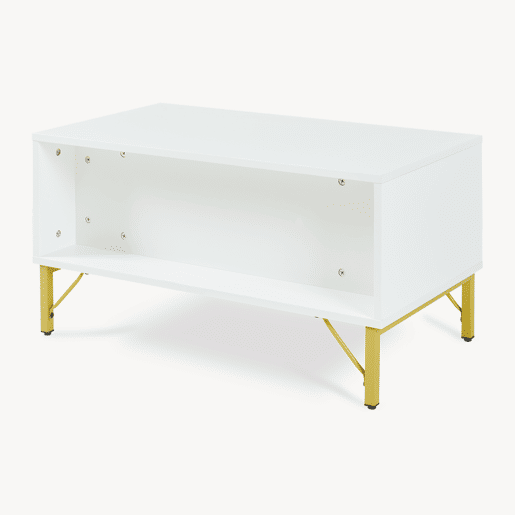 Mesa de centro Reyri com porta 80x45x42 cm Brancadourada en.casa