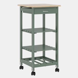 Carrinho de serviço Biel 3 prateleiras 1 gaveta 76x37x37 cm Verde  Madeira en.casa