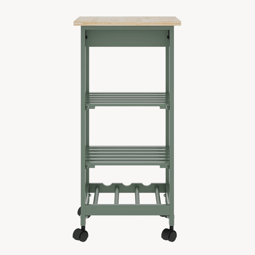 Carrinho de serviço Biel 3 prateleiras 1 gaveta 76x37x37 cm Verde  Madeira en.casa