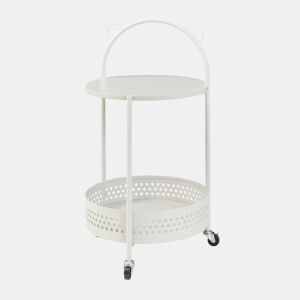 Carrinho de serviço Jässaatka 2 prateleiras redondas aço 76xØ40 cm cinzento en.casa