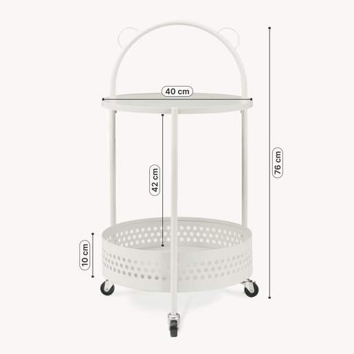 Carrinho de serviço Jässaatka 2 prateleiras redondas aço 76xØ40 cm cinzento en.casa