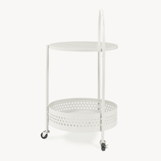 Carrinho de serviço Jässaatka 2 prateleiras redondas aço 76xØ40 cm cinzento en.casa