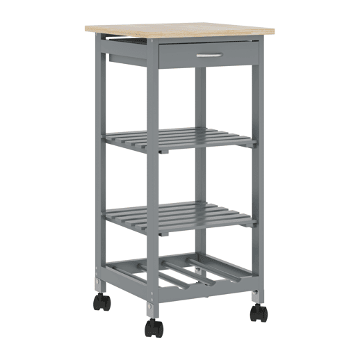 Carrinho de serviço Biel 3 prateleiras 1 gaveta 76x37x37 cm Cinzento escuro  Madeira en.casa