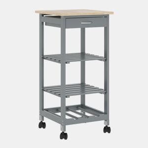 Carrinho de serviço Biel 3 prateleiras 1 gaveta 76x37x37 cm Cinzento escuro  Madeira en.casa