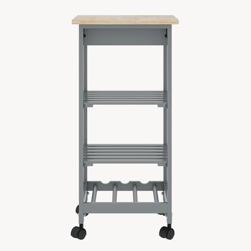 Carrinho de serviço Biel 3 prateleiras 1 gaveta 76x37x37 cm Cinzento escuro  Madeira en.casa
