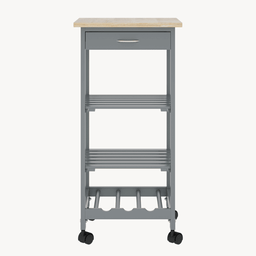 Carrinho de serviço Biel 3 prateleiras 1 gaveta 76x37x37 cm Cinzento escuro  Madeira en.casa