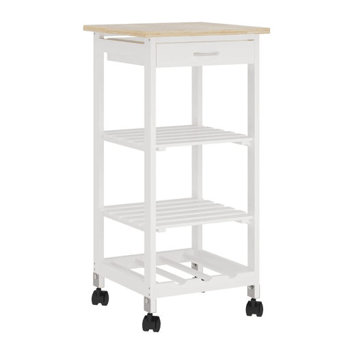 Carrinho de serviço Biel 3 prateleiras 1 gaveta 76x37x37 cm Branco  Madeira en.casa
