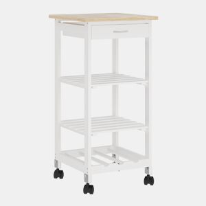 Carrinho de serviço Biel 3 prateleiras 1 gaveta 76x37x37 cm Branco  Madeira en.casa