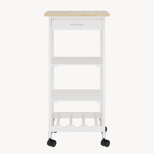 Carrinho de serviço Biel 3 prateleiras 1 gaveta 76x37x37 cm Branco  Madeira en.casa
