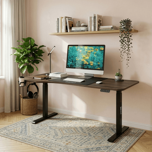 Secretária regulável em altura Stryn aglomeradoaço 160x75cm - Aspeto de nogueira pro.tec