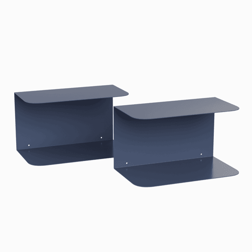 Conjunto de 2 mesas de cabeceira de parede Notodden aço 40x23x23 cm Azul en.casa