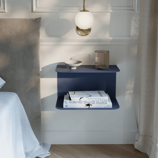 Conjunto de 2 mesas de cabeceira de parede Notodden aço 40x23x23 cm Azul en.casa