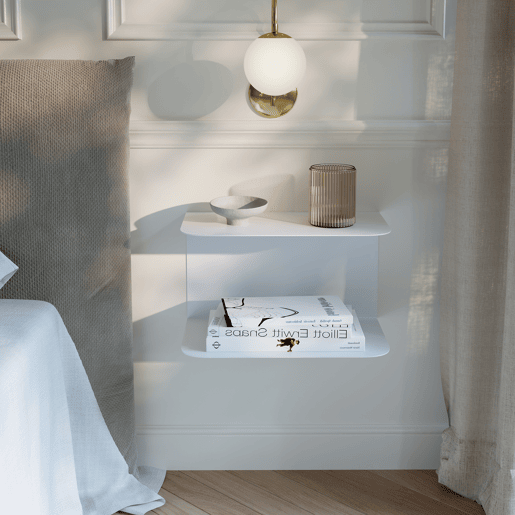 Conjunto de 2 mesas de cabeceira de parede Notodden aço 40x23x23 cm Branco en.casa
