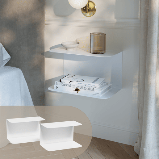 Conjunto de 2 mesas de cabeceira de parede Notodden aço 40x23x23 cm Branco en.casa