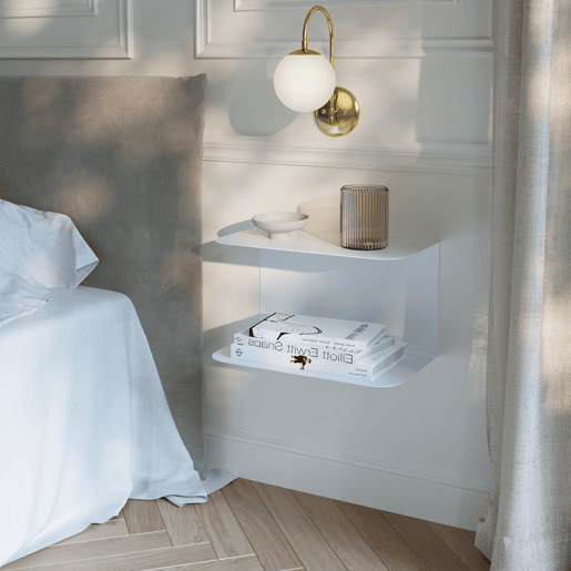 Conjunto de 2 mesas de cabeceira de parede Notodden aço 40x23x23 cm Branco en.casa