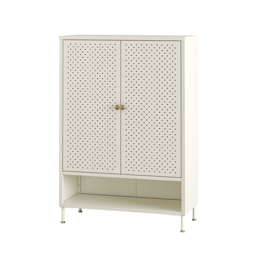 Sapateira Coleraine 2 portas e compartimento aço 115x80x35cm branco creme en.casa