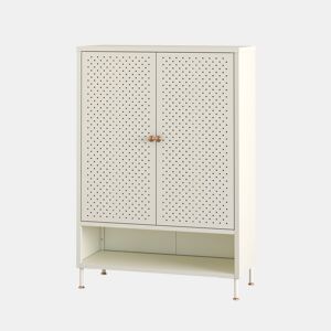 Sapateira Coleraine 2 portas e compartimento aço 115x80x35cm branco creme en.casa