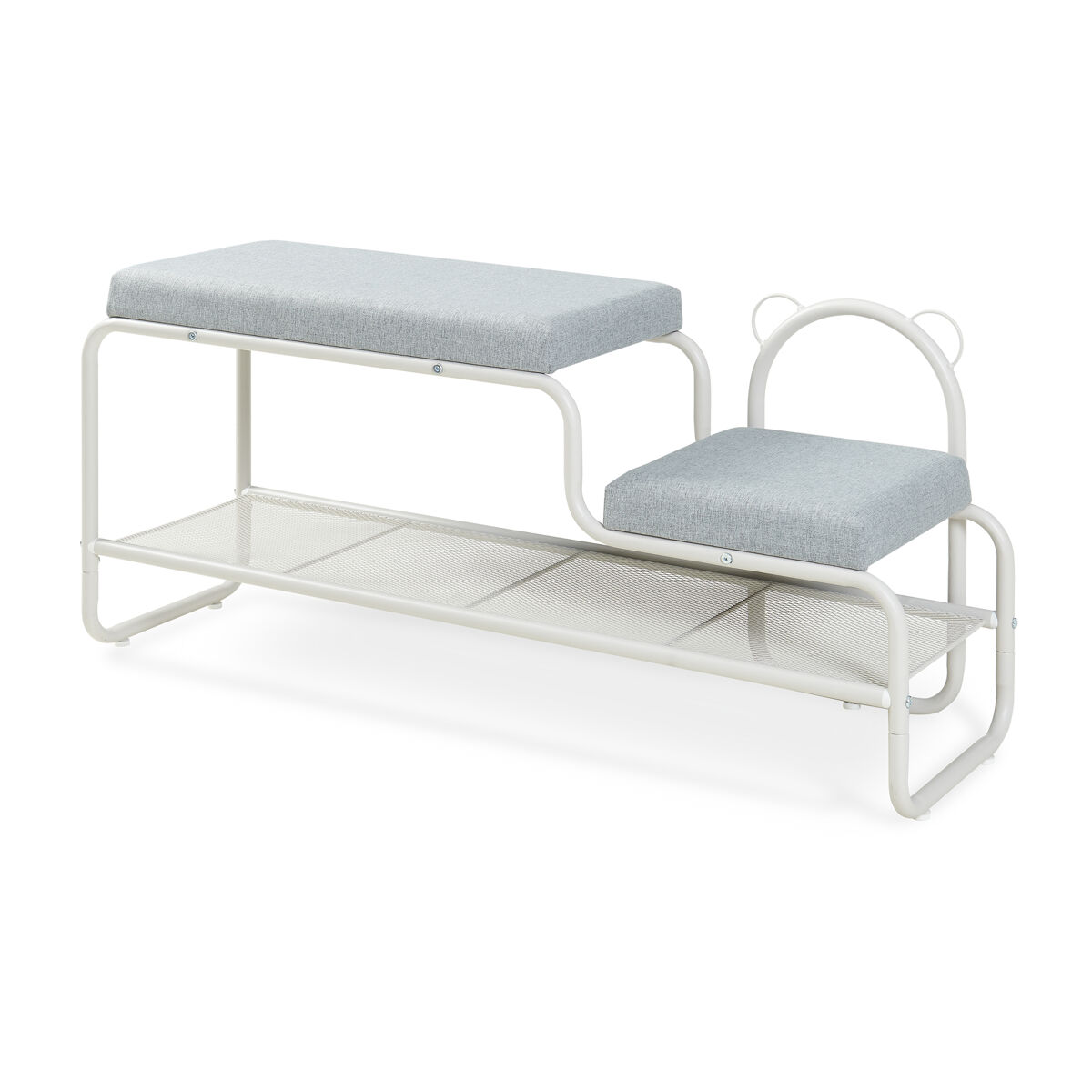 Banco zapatero jässaatka metal/textil 100x32x46cm - gris [en.casa]