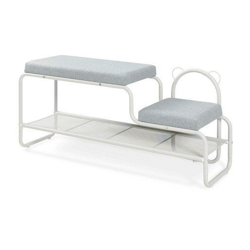 Banco para sapatos crianças Jässaatka aço 100x32x46 cm cinzento en.casa