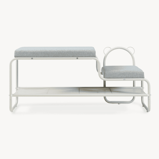 Banco para sapatos crianças Jässaatka aço 100x32x46 cm cinzento en.casa