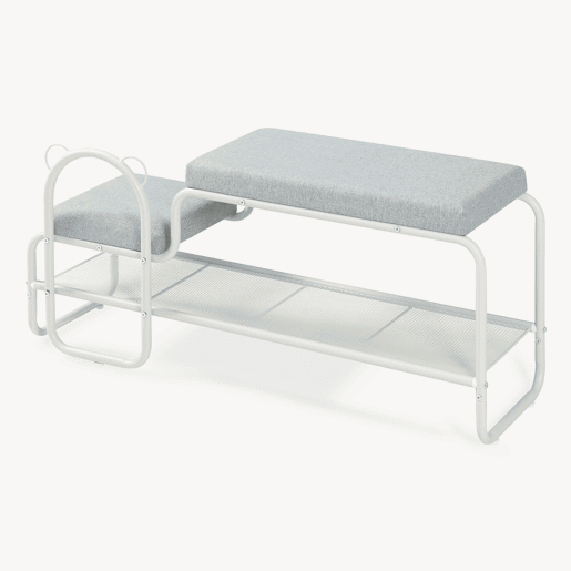 Banco para sapatos crianças Jässaatka aço 100x32x46 cm cinzento en.casa