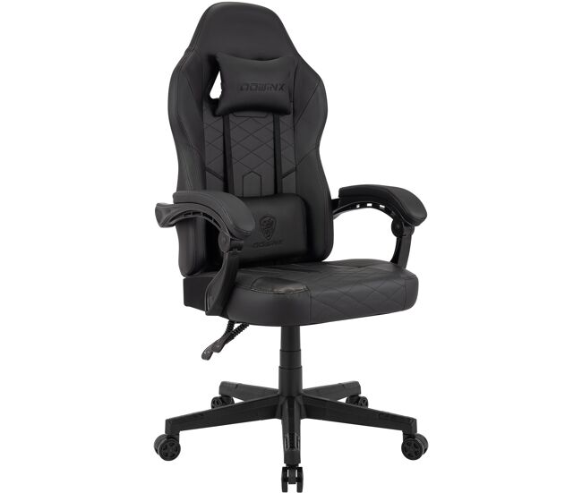 Silla gaming de oficina Collins Simil cuero Negro 56X61X116 cm