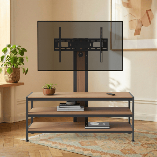 Suporte de TV com mesa de TV 70 Stockholm 120x40x108 cm pretocarvalho pro.tec