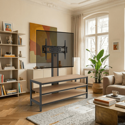 Suporte de TV com mesa de TV 70 Stockholm 120x40x108 cm pretocarvalho pro.tec