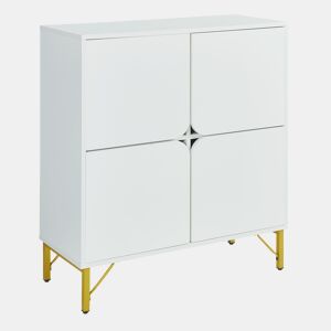 Aparador Reyri 4 portas 90x80x35 cm Brancodourado en.casa