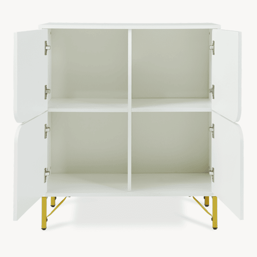 Aparador Reyri 4 portas 90x80x35 cm Brancodourado en.casa