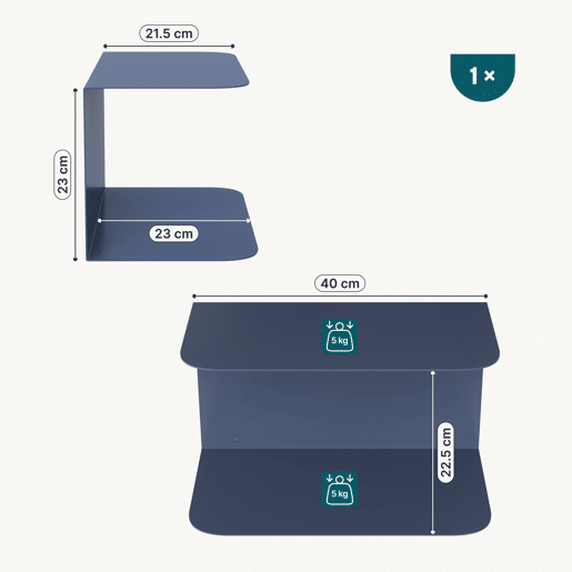 Mesa de cabeceira de parede Notodden aço 40x23x23 cm Azul en.casa