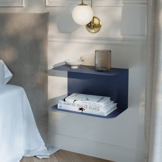 Mesa de cabeceira de parede Notodden aço 40x23x23 cm Azul en.casa