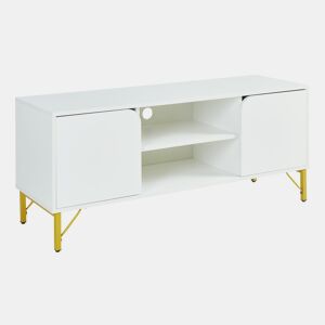 Móvel para televisão Reyri com 2 portas 120x39x52 cm brancodourado en.casa