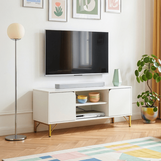 Móvel para televisão Reyri com 2 portas 120x39x52 cm brancodourado en.casa