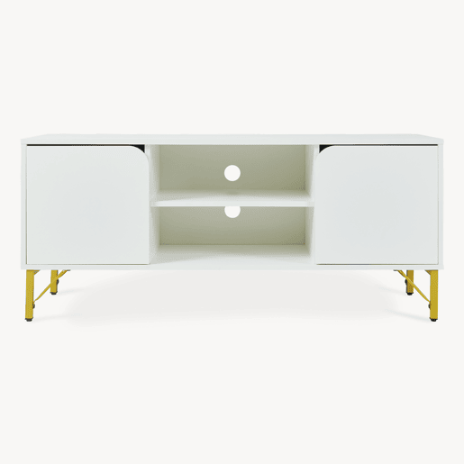 Móvel para televisão Reyri com 2 portas 120x39x52 cm brancodourado en.casa