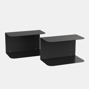 Conjunto de 2 mesas de cabeceira de parede Notodden aço 40x23x23 cm preto en.casa