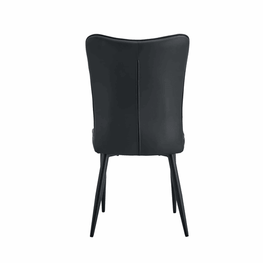Conjunto de mesa e cadeiras de 60 cm - mesa redonda em MDF com pernas pretas e 2 cadeiras de jantar em PU preto - Preto, Nogueira