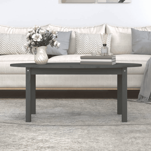 Mesa de Centro, Mesa baixa, 110x55x45 cm madeira de pinho maciça cinzento